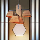 GobekUsa Factory Wood Island Chandelier - Beige Trapezoid Design with Multiple Lighting Options for Dining Room