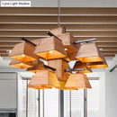 GobekUsa Factory Wood Island Chandelier - Beige Trapezoid Design with Multiple Lighting Options for Dining Room