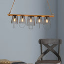 GobekUsa Industrial Black Metal Cage Island Lamp with Stylish Bucket Shade - 5 Lights for Living Room
