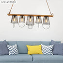 GobekUsa Industrial Black Metal Cage Island Lamp with Stylish Bucket Shade - 5 Lights for Living Room