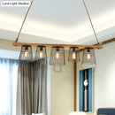 GobekUsa Industrial Black Metal Cage Island Lamp with Stylish Bucket Shade - 5 Lights for Living Room