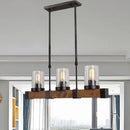 GobekUsa Traditional Dining Room Pendant Light with Clear Glass Cylinder and Black Frame - 3/6 Lamp Options