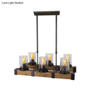 GobekUsa Traditional Dining Room Pendant Light with Clear Glass Cylinder and Black Frame - 3/6 Lamp Options