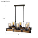 GobekUsa Traditional Dining Room Pendant Light with Clear Glass Cylinder and Black Frame - 3/6 Lamp Options