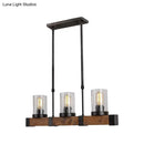 GobekUsa Traditional Dining Room Pendant Light with Clear Glass Cylinder and Black Frame - 3/6 Lamp Options
