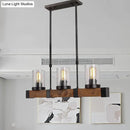 GobekUsa Traditional Dining Room Pendant Light with Clear Glass Cylinder and Black Frame - 3/6 Lamp Options