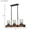 GobekUsa Traditional Dining Room Pendant Light with Clear Glass Cylinder and Black Frame - 3/6 Lamp Options