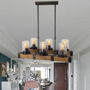 GobekUsa Traditional Dining Room Pendant Light with Clear Glass Cylinder and Black Frame - 3/6 Lamp Options
