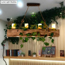 GobekUsa Industrial Marble Pendant Light with 4 Wood Lights for Dining Room Island
