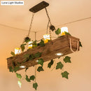 GobekUsa Industrial Marble Pendant Light with 4 Wood Lights for Dining Room Island