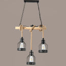 GobekUsa Hang-It-Out Farmhouse Pendant Lamp - Bottle Shaped Cage Design with Wood & Metal for Restaurants