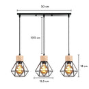 GobekUsa Industrial Wood Pendant Chandelier for Dinning Living Room Kitchen LED Fixture