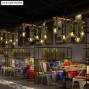 GobekUsa Industrial Style Wood Pendant Light with Cage Shade - Island Linear Chandelier Beige