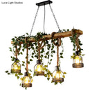 GobekUsa Industrial Style Wood Pendant Light with Cage Shade - Island Linear Chandelier Beige
