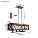 GobekUsa Industrial Wood Rectangular Island Chandelier Light for Living Room Decor