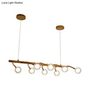 GobekUsa Industrial Wooden Chandelier – Branching Drop Pendant, 6/8 Head, Brown with Modo Clear Glass Shade for Dining Hall or Island