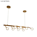 GobekUsa Industrial Wooden Chandelier – Branching Drop Pendant, 6/8 Head, Brown with Modo Clear Glass Shade for Dining Hall or Island