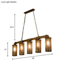 GobekUsa Wrought Iron Pipe Pendant Lighting with 5 Heads - Warehouse Brass Ceiling Light for Restaurant, Kitchen Island - Cylinder Mesh Shade