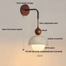 GobekUsa LED Yellow Travertine Stone Wall Lamp with Pull Chain Switch