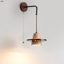 GobekUsa LED Yellow Travertine Stone Wall Lamp with Pull Chain Switch