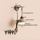 GobekUsa LED Yellow Travertine Stone Wall Lamp with Pull Chain Switch