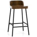 Industrial 24.5 Inches Bar Stool with Backrest and Saddle Seat-Rustic Brown by LJGDeals