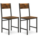 Industrial Kitchen Side Chairs Set of 2 with Metal Legs and Slanted Back-Rustic Brown by LJGDeals