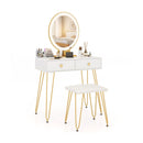 Industrial Makeup Dressing Table with 3 Lighting Modes-Rustic Brown by DirectDeals