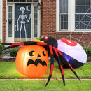4.9 x 4.6 Feet Inflatable Spider with Pumpkin and Rotating Light by LJGDeals