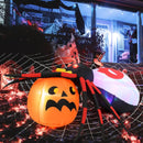 4.9 x 4.6 Feet Inflatable Spider with Pumpkin and Rotating Light by LJGDeals