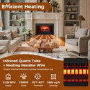 Infrared Quartz Electric Fireplace with Adjustable 3D Flame Colors and Overheat Protection-Black by LJGDeals