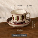 Ink flowers ceramic cup and saucer set dining room floral teacup by Decorbites