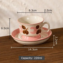 Ink flowers ceramic cup and saucer set dining room floral teacup by Decorbites