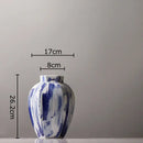 GobekUsa Blue & White Porcelain Vase: Ink Style Flowers, Aesthetic Room Decor