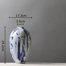 GobekUsa Blue & White Porcelain Vase: Ink Style Flowers, Aesthetic Room Decor