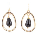 Inline Black Onyx Drop Golden Earrings