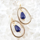 Inline Blue Lapis Drop Golden Earrings