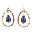 Inline Blue Lapis Drop Golden Earrings