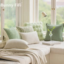 Ins wind matcha green faux fur throw pillow living room decor by Decorbites