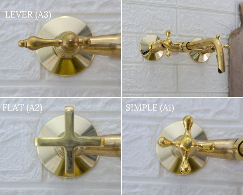 Brass Wall Mount Faucet - Antique Brass Bathroom Faucet