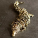GobekUsa Brass Crocodile Sculpture: Articular Mobility Home Decor Accessory