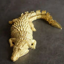 GobekUsa Brass Crocodile Sculpture: Articular Mobility Home Decor Accessory