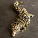 GobekUsa Brass Crocodile Sculpture: Articular Mobility Home Decor Accessory