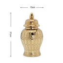 GobekUsa Golden Pattern Porcelain Ginger Jar Vase with Lid for Home Decor