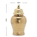 GobekUsa Golden Pattern Porcelain Ginger Jar Vase with Lid for Home Decor