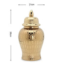 GobekUsa Golden Pattern Porcelain Ginger Jar Vase with Lid for Home Decor