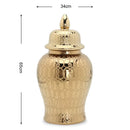 GobekUsa Golden Pattern Porcelain Ginger Jar Vase with Lid for Home Decor