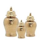 GobekUsa Golden Pattern Porcelain Ginger Jar Vase with Lid for Home Decor