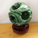 GobekUsa Jade & Stone Dragon Phoenix Ball Set Feng Shui Decor