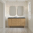 James Martin Laurent 60" Dual Mount Double Bathroom Vanity, Light Natural Oak
